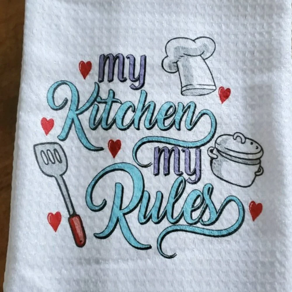 My Kitchen My Rules Waffle Knit Tea Towel